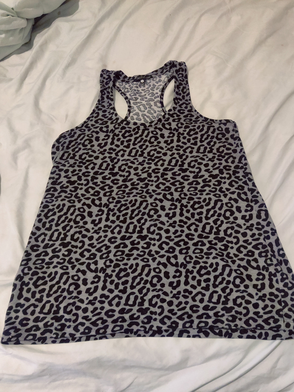 Tart Intimates Leopard Print Racerback Tank Top Gray Black Animal Print Size M